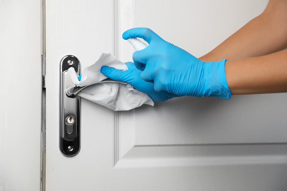 Services cleaning a door